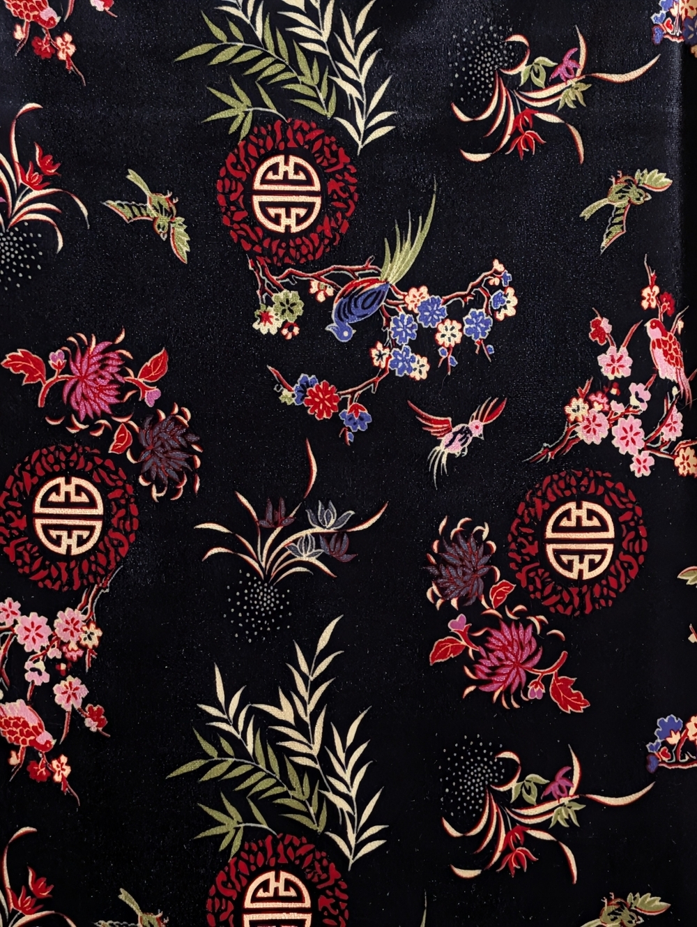 Vintage 90's Black Velvet Asian Floral Slip Dress Goth Whimsygoth Size medium - Picture 6 of 8